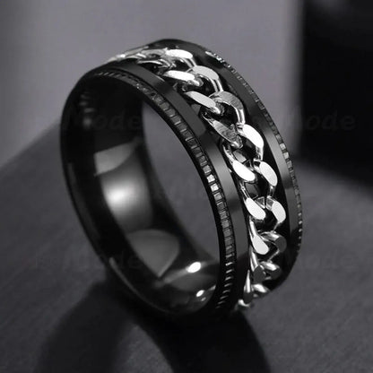 ( floz )™ -Anillo Cadena Eslabones Giratoria Acero: Estilo y Movimiento en una Pieza Única