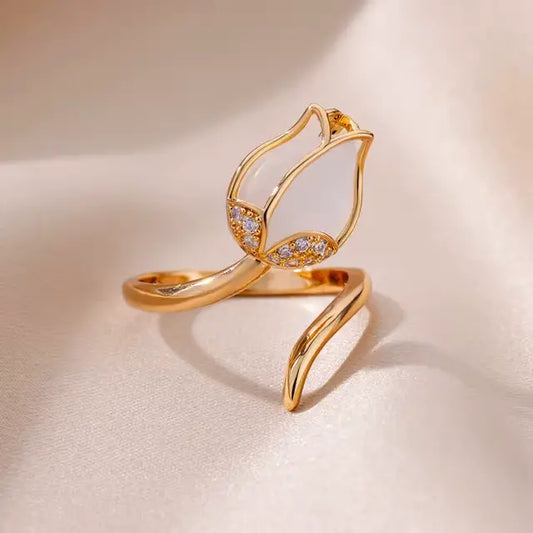 ( floz )™ -Anillo Tulipanes:Belleza Floral en tus Manos