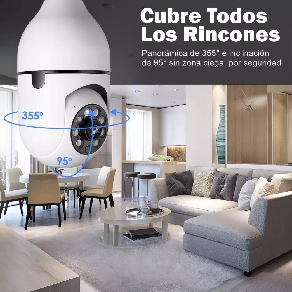 ScanCam™ - Camara giratoria tipo Bombillo: Controla Tu Hogar Desde Cualquier Lugar