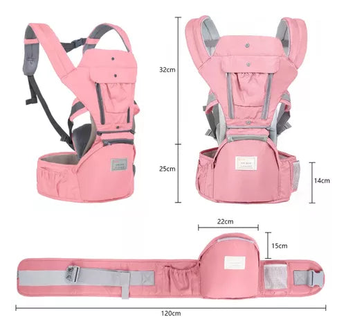 ( BABY ON )™ -Cargador Canguro Silla Bebe Rosado: Comodidad insuperable para ti y tu bebé